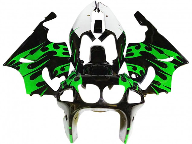 Billige Kawasaki ZX7R Motorrad Verkleidung 1996-2003 - Grun Glanzendes Schwarz Weiss