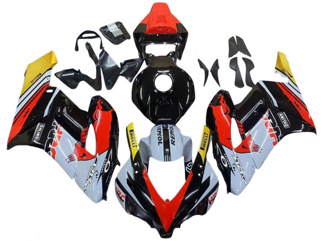 Billige Honda CBR1000RR Motorrad Verkleidung 2004-2005 - Gelb Rot Weiss Glanzendes Red Bull Repsol HRC