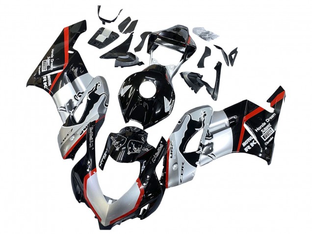 Billige Honda CBR1000RR Motorrad Verkleidung 2004-2005 - Silber Glanzendes Schwarz Rot Streifen