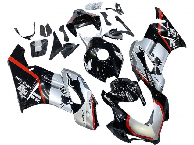 Billige Honda CBR1000RR Motorrad Verkleidung 2004-2005 - Silber Glanzendes Schwarz Rot Streifen