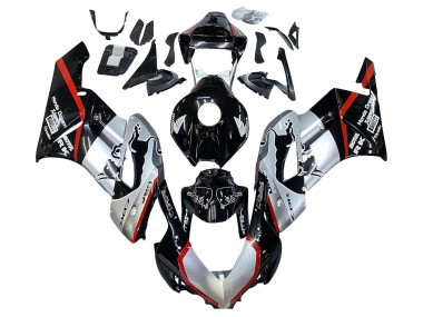 Billige Honda CBR1000RR Motorrad Verkleidung 2004-2005 - Silber Glanzendes Schwarz Rot Streifen