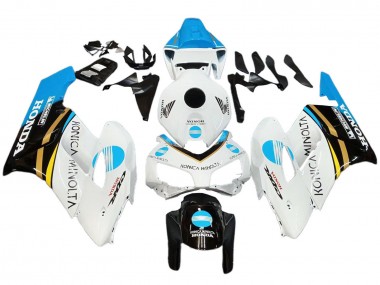 Billige Honda CBR1000RR Motorrad Verkleidung 2004-2005 - Weiss Hellblau Gelb Schwarz Konica Minolta