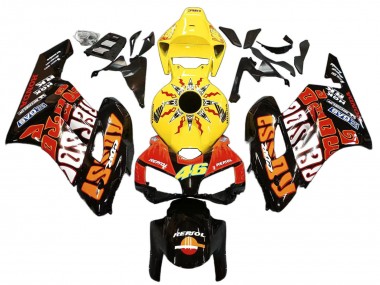 Billige Honda CBR1000RR Motorrad Verkleidung 2004-2005 - Gelb Orange Glanzendes Schwarz Repsol Rossi 46