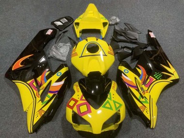 Billige Honda CBR1000RR Motorrad Verkleidung 2004-2005 - Gelb Glanzendes Schwarz Orange