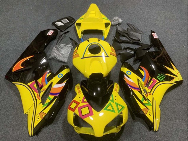 Billige Honda CBR1000RR Motorrad Verkleidung 2004-2005 - Gelb Glanzendes Schwarz Orange