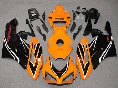 Billige Honda CBR1000RR Motorrad Verkleidung 2004-2005 - Orange Weiss Glanzendes Schwarz Streifen