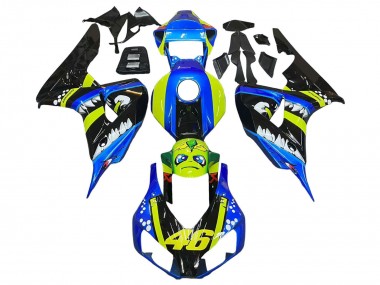 Billige Honda CBR1000RR Motorrad Verkleidung 2006-2007 - Blau Fluoreszierendes Grun Glanzendes Schwarz Hai 46