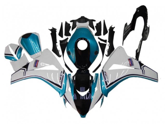 Billige Honda CBR1000RR Motorrad Verkleidung 2008-2011 - Weiss Blau Glanzendes Schwarz