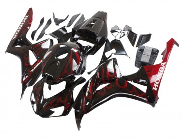 Billige Honda CBR1000RR Motorrad Verkleidung 2006-2007 - Glanzendes Schwarz Rot Flamme