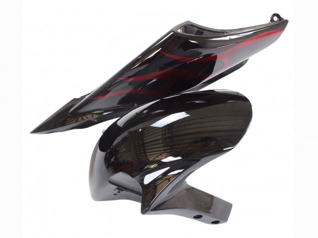 Billige Honda CBR1000RR Motorrad Verkleidung 2006-2007 - Glanzendes Schwarz Rot Flamme