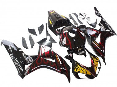 Billige Honda CBR1000RR Motorrad Verkleidung 2006-2007 - Glanzendes Schwarz Gelb Rot Flamme