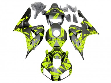 Billige Honda CBR1000RR Motorrad Verkleidung 2006-2007 - Fluoreszierendes Grun Matt Schwarz