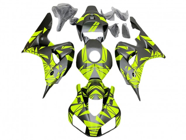 Billige Honda CBR1000RR Motorrad Verkleidung 2006-2007 - Fluoreszierendes Grun Matt Schwarz
