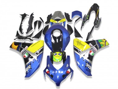 Billige Honda CBR1000RR Motorrad Verkleidung 2008-2011 - Blau Gelb Glanzendes Schwarz Hai