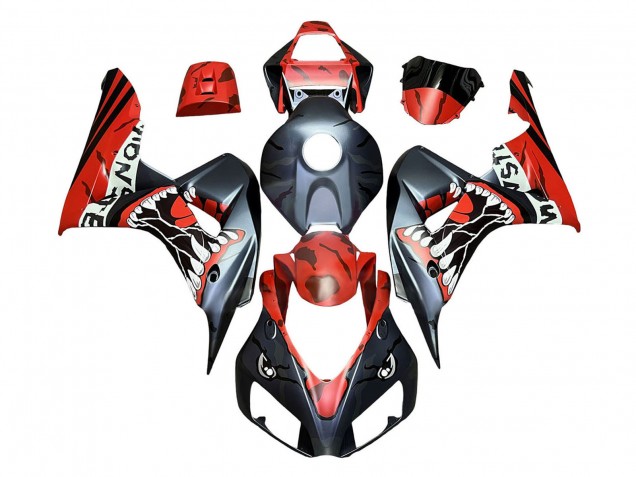 Billige Honda CBR1000RR Motorrad Verkleidung 2006-2007 - Rot Matt Schwarz Monster Hai