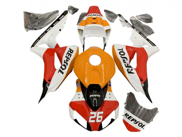 Billige Honda CBR1000RR Motorrad Verkleidung 2006-2007 - Orange Weiss Rot Schwarz Glanzendes Repsol 26