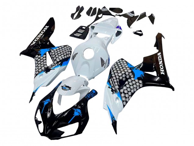 Billige Honda CBR1000RR Motorrad Verkleidung 2006-2007 - Weiss Blau Glanzendes Schwarz