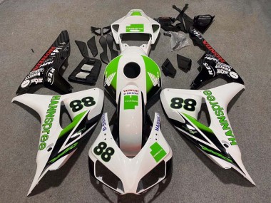 Billige Honda CBR1000RR Motorrad Verkleidung 2006-2007 - Weiss Grun Glanzendes Schwarz Hannspree 88