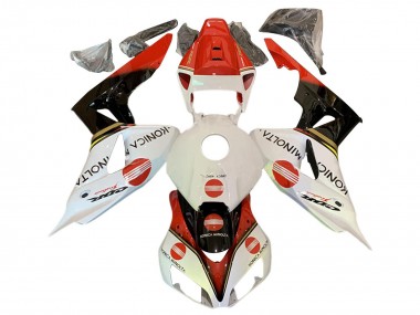 Billige Honda CBR1000RR Motorrad Verkleidung 2006-2007 - Weiss Rot Glanzendes Schwarz Konica Minolta