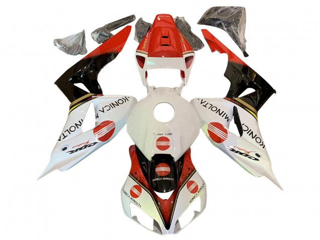 Billige Honda CBR1000RR Motorrad Verkleidung 2006-2007 - Weiss Rot Glanzendes Schwarz Konica Minolta