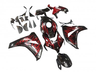 Billige Honda CBR1000RR Motorrad Verkleidung 2008-2011 - Glanzendes Schwarz Rot Flamme