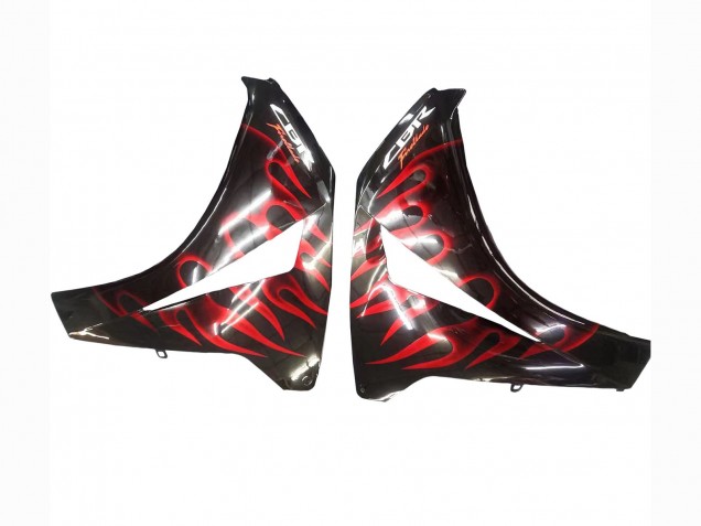 Billige Honda CBR1000RR Motorrad Verkleidung 2008-2011 - Glanzendes Schwarz Rot Flamme