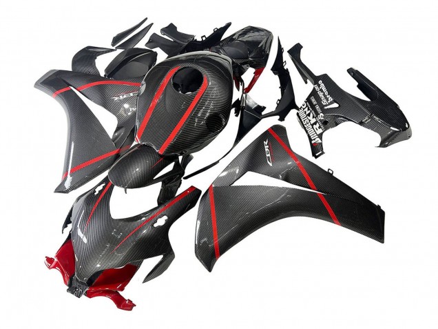 Billige Honda CBR1000RR Motorrad Verkleidung 2008-2011 - Schwarzes Carbonfaser Rot