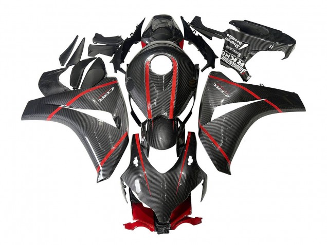 Billige Honda CBR1000RR Motorrad Verkleidung 2008-2011 - Schwarzes Carbonfaser Rot