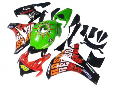 Billige Honda CBR1000RR Motorrad Verkleidung 2008-2011 - Grun Orange Glanzendes Schwarz Rossi Michelin 46