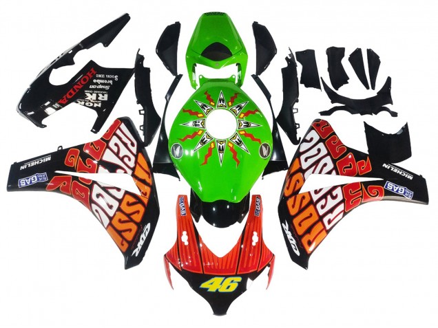 Billige Honda CBR1000RR Motorrad Verkleidung 2008-2011 - Grun Orange Glanzendes Schwarz Rossi Michelin 46