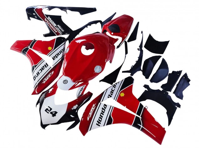 Billige Honda CBR1000RR Motorrad Verkleidung 2008-2011 - Weiss Rot Glanzendes Schwarz Rennen 24