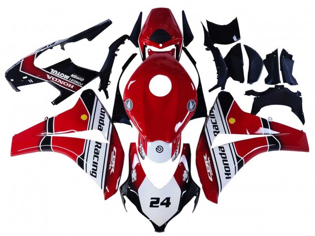 Billige Honda CBR1000RR Motorrad Verkleidung 2008-2011 - Weiss Rot Glanzendes Schwarz Rennen 24