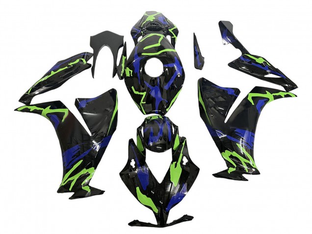 Billige Honda CBR1000RR Motorrad Verkleidung 2012-2016 - Grun Blau Glanzendes Schwarz