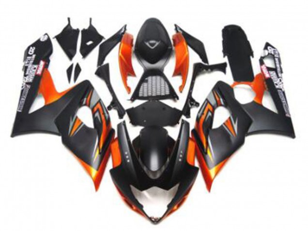 Billige Suzuki GSXR 1000 Motorrad Verkleidung 2005-2006 - Glanzendes Schwarz Matt Schwarz Schwarz Orange