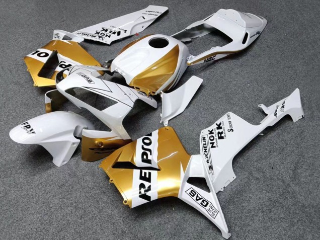 Billige Honda CBR600RR Motorrad Verkleidung 2003-2004 - Weiss Gold Schwarz Repsol