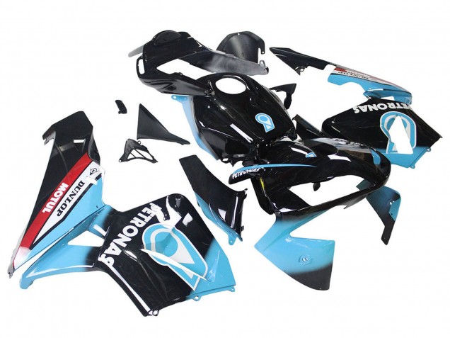 Billige Honda CBR600RR Motorrad Verkleidung 2003-2004 - Hellblau Rot Glanzendes Schwarz Dunlop