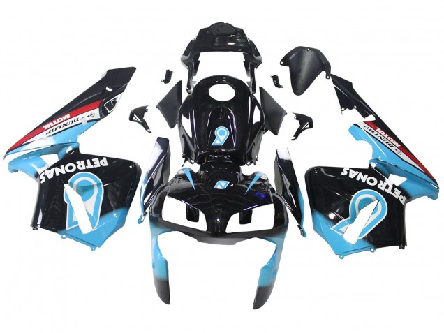 Billige Honda CBR600RR Motorrad Verkleidung 2003-2004 - Hellblau Rot Glanzendes Schwarz Dunlop