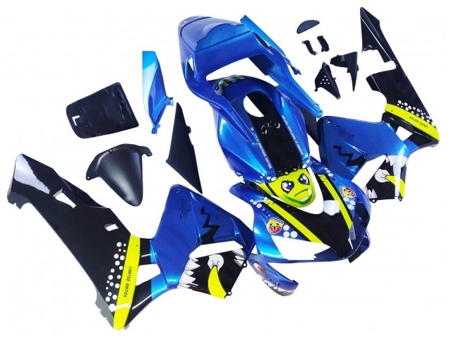 Billige Honda CBR600RR Motorrad Verkleidung 2003-2004 - Blau Neon Gelb Glanzendes Schwarz Hai
