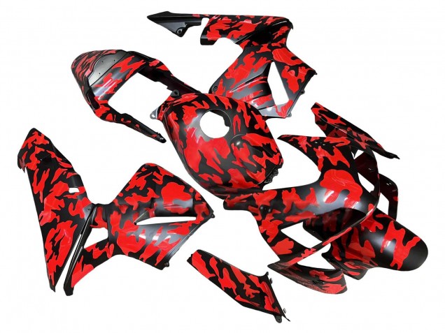 Billige Honda CBR600RR Motorrad Verkleidung 2003-2004 - Schwarz Rot Grau Camouflage