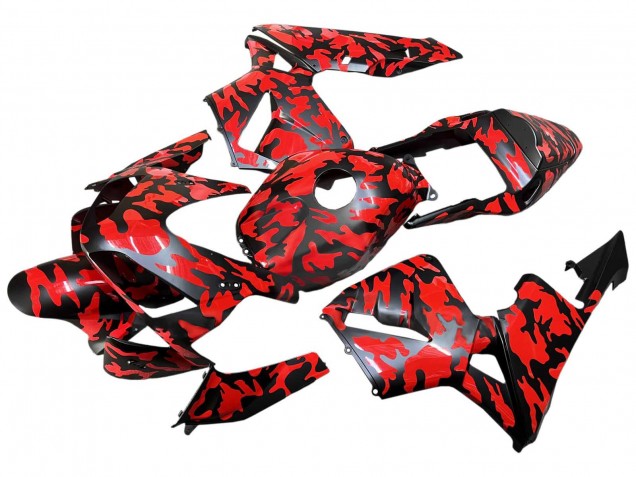 Billige Honda CBR600RR Motorrad Verkleidung 2003-2004 - Schwarz Rot Grau Camouflage