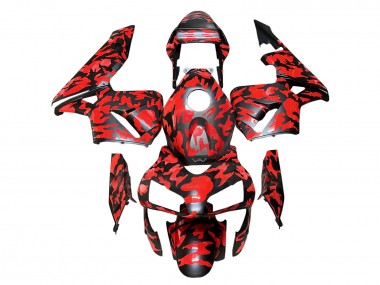 Billige Honda CBR600RR Motorrad Verkleidung 2003-2004 - Schwarz Rot Grau Camouflage