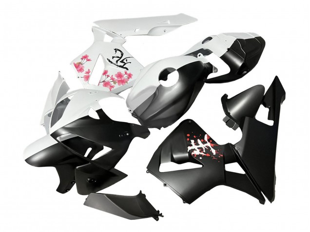 Billige Honda CBR600RR Motorrad Verkleidung 2005-2006 - Schwarz Weiss mit Kirschblute