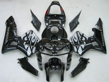 Billige Honda CBR600RR Motorrad Verkleidung 2005-2006 - Glanzendes Schwarz Grau Flamme