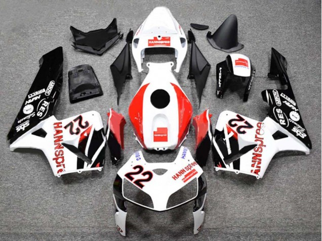 Billige Honda CBR600RR Motorrad Verkleidung 2005-2006 - Weiss Rot Glanzendes Schwarz HannSpree 22