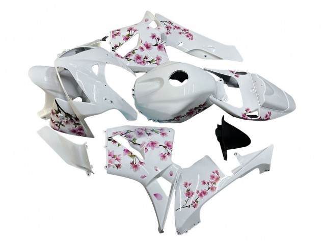 Billige Honda CBR600RR Motorrad Verkleidung 2005-2006 - Weiss mit Cherry Blossom