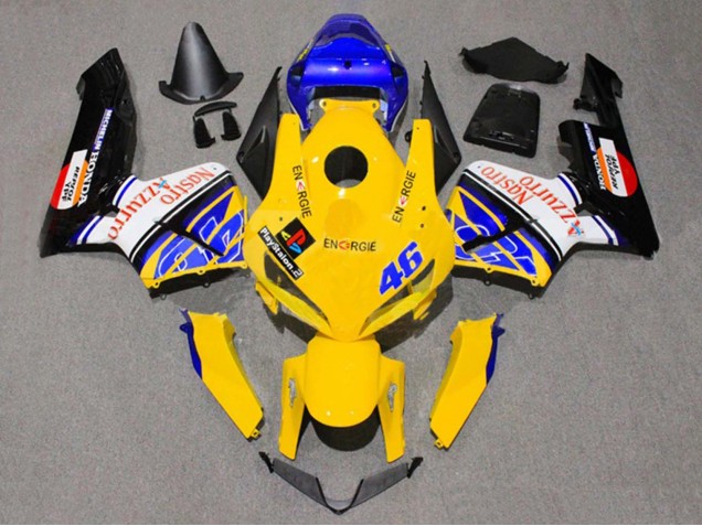 Billige Honda CBR600RR Motorrad Verkleidung 2005-2006 - Gelb Blau Weiss Nastro Azzurro 46