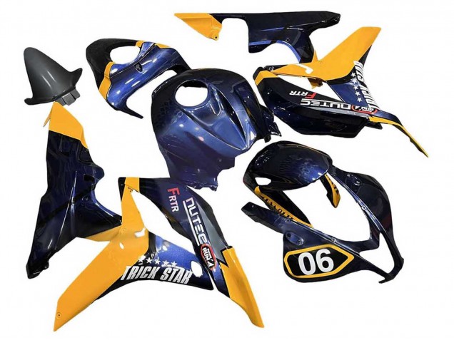 Billige Honda CBR600RR Motorrad Verkleidung 2007-2008 - Orange Dunkel Blau Trick Star 06