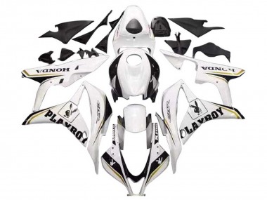 Billige Honda CBR600RR Motorrad Verkleidung 2007-2008 - Weiss Gold Glanzendes Schwarz Playboy