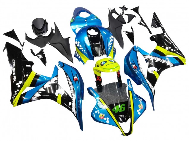 Billige Honda CBR600RR Motorrad Verkleidung 2007-2008 - Grun Gelb Glanzendes Schwarz Hai 46