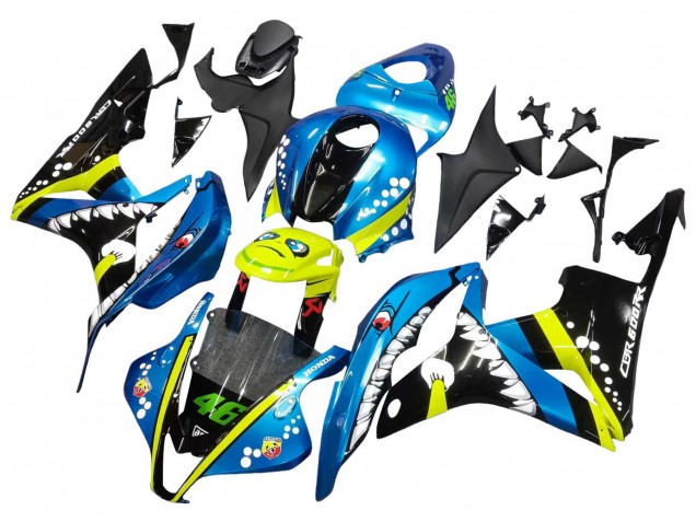 Billige Honda CBR600RR Motorrad Verkleidung 2007-2008 - Grun Gelb Glanzendes Schwarz Hai 46